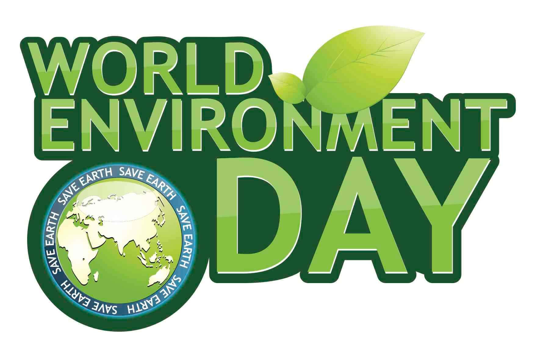 World Environment Day 標誌，帶有綠色文字和地球圖示。