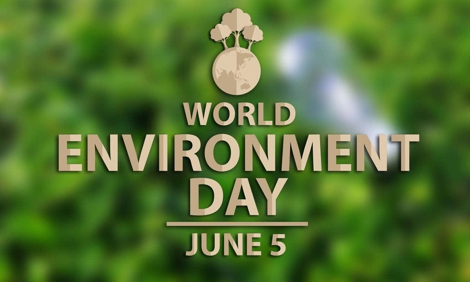 世界環境日6月5日標誌，綠色背景上有地球和樹木
