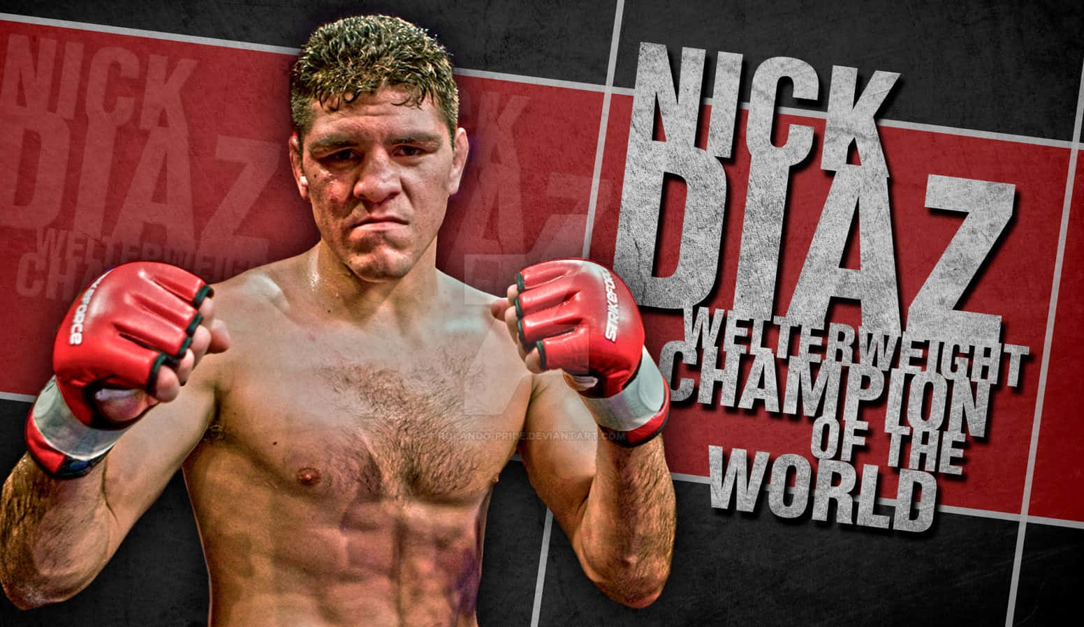 Nick Diaz 次中量級冠軍 紅色手套 強烈姿勢