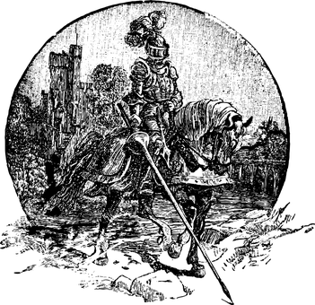 中世紀騎士剪影 壁紙