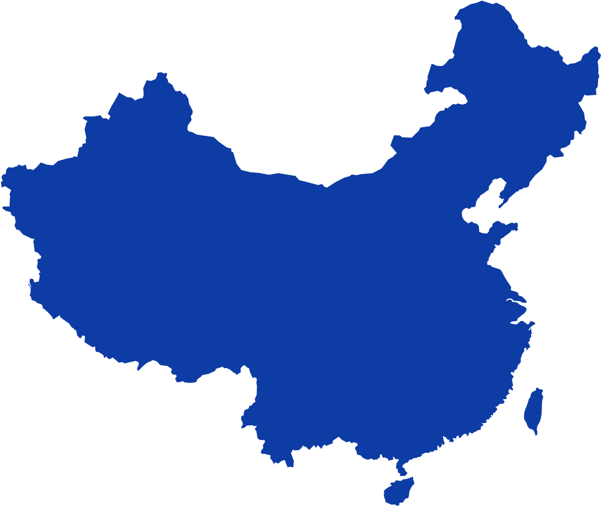 中國地圖剪影 壁紙 — 在黑色背景上，中國地理輪廓的純藍色剪影。