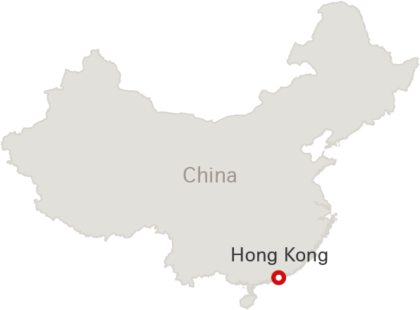 中國地圖標示香港 壁紙 — 中國的極簡地圖，香港在其東南沿海以紅點標示。