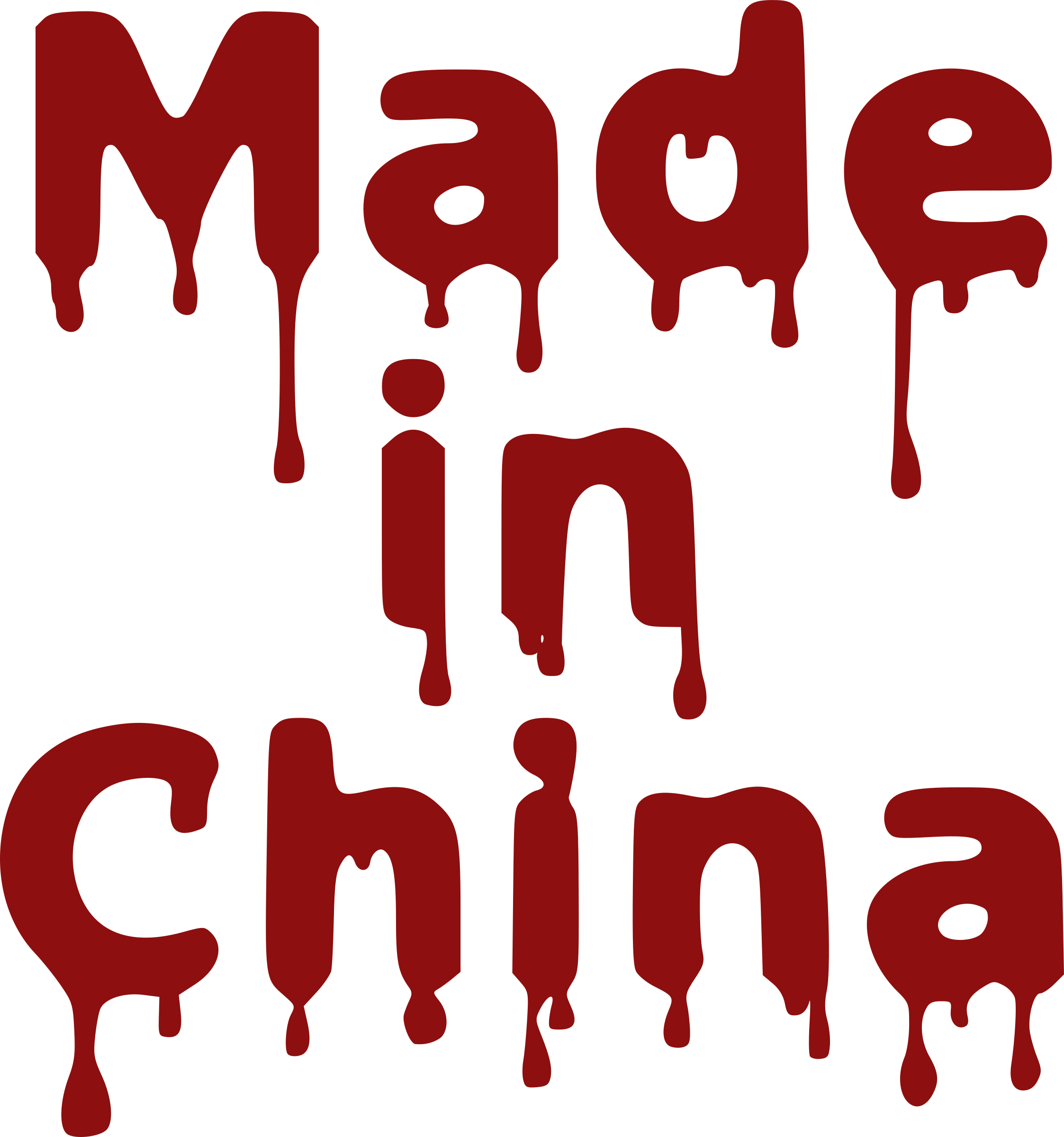 中國製紅色滴落文字 壁紙 — 大膽的紅色滴落文字在純黑背景上顯示「Made in China」。