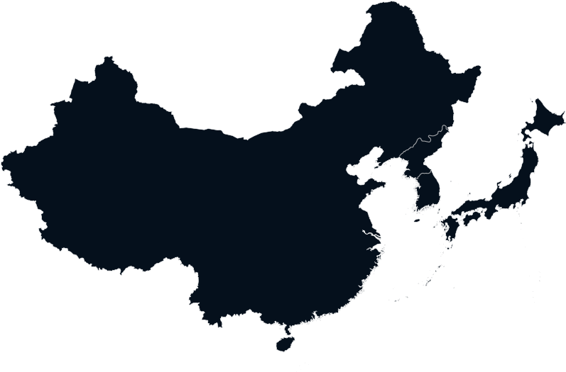 中國輪廓地圖 壁紙 — 一個極簡風格的深藍色中國及周邊地區地圖，以白色輪廓線繪製在黑色背景上。