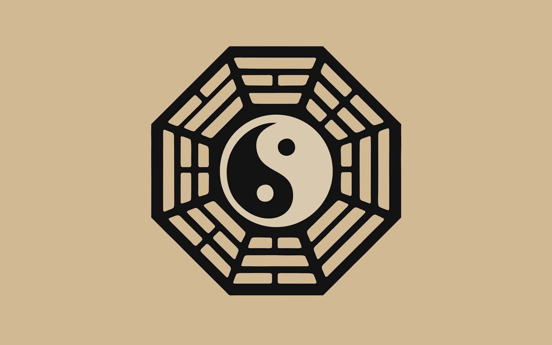 Dharma Initiative 標誌，在米色背景上的八邊形中有陰陽圖案