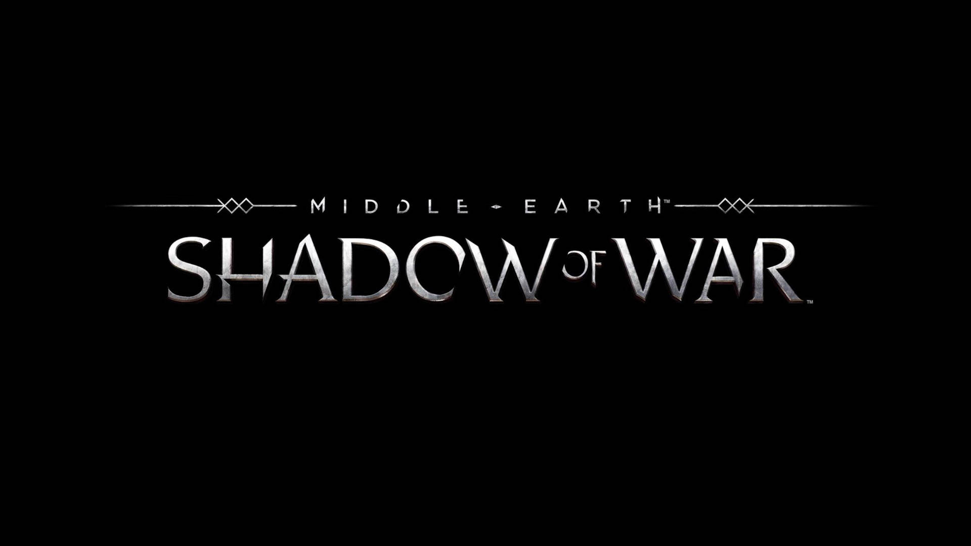 黑底銀色的《Middle-earth Shadow of War》遊戲標題標誌