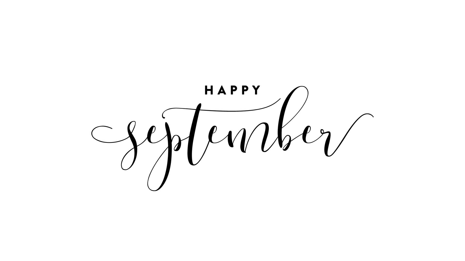 白色背景上以優雅黑色書法寫成的Happy September