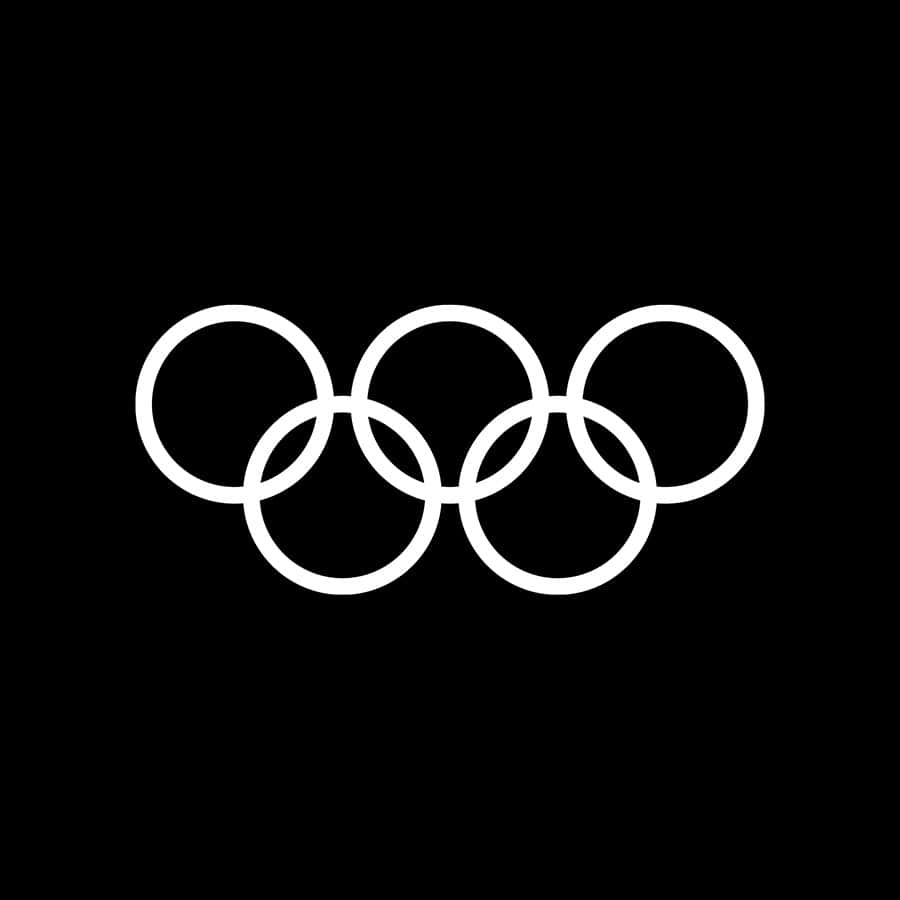 Olympics 桌布 壁紙 — 五個相扣的白色奧運五環，居中於純黑色背景上。
