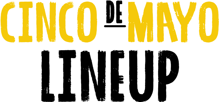 五朔節活動安排圖 壁紙 — 鮮黃色 'CINCO MAYO' 文字，邊緣磨損，襯托在純黑背景上。