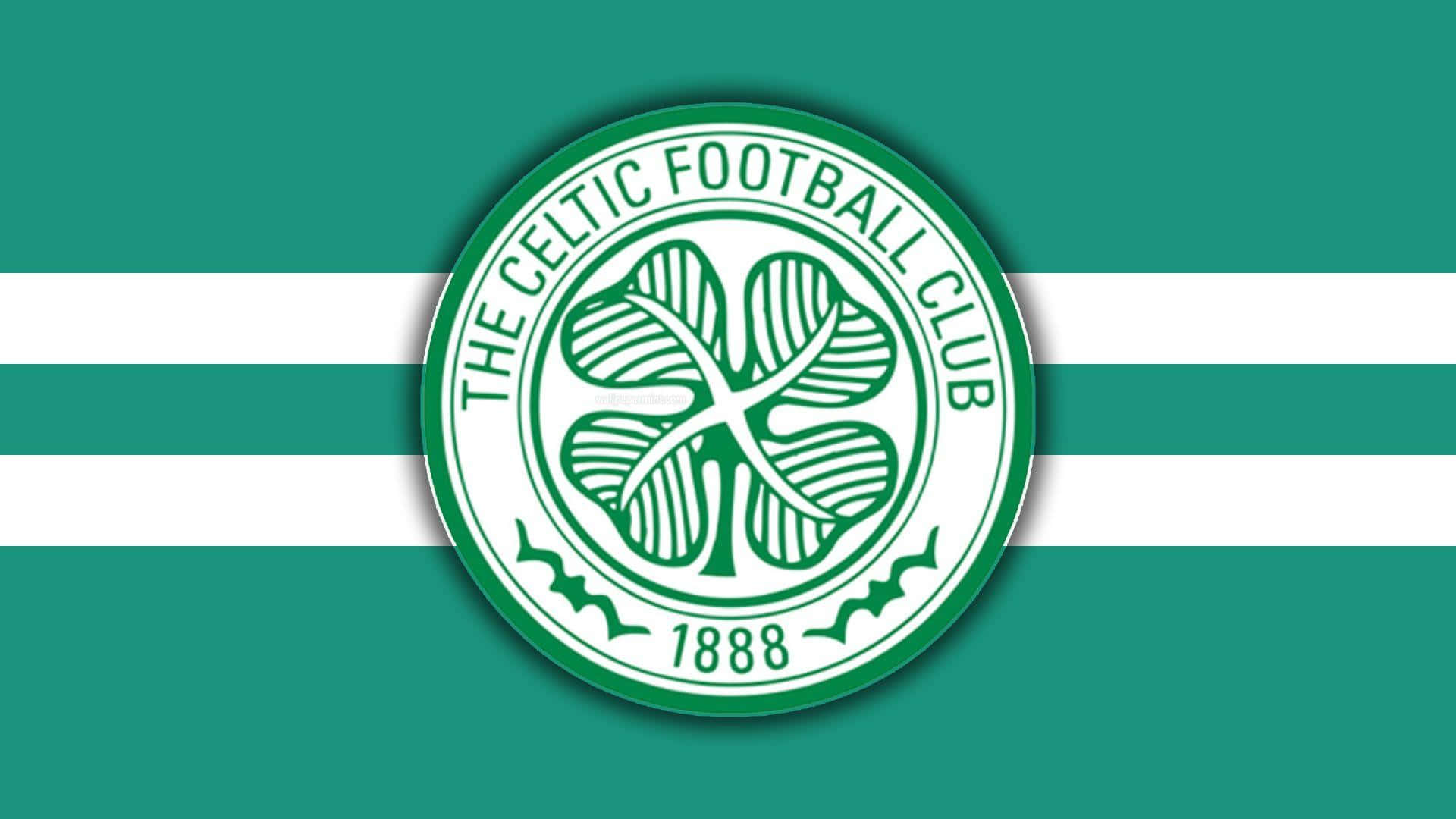 Celtic 桌布 壁紙 — 些路迪足球會徽章置中於綠色和白色橫間背景上。