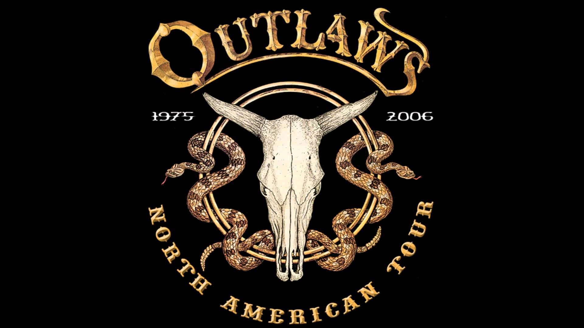 Outlaws 樂隊標誌，帶有公牛頭骨和蛇，用於 1975 年至 2006 年的 North American Tour。