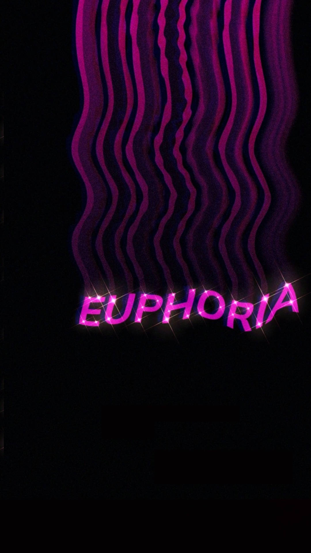 霓虹紫色波浪線和發光的粉紅色文字，在黑色背景上顯示 EUPHORIA。