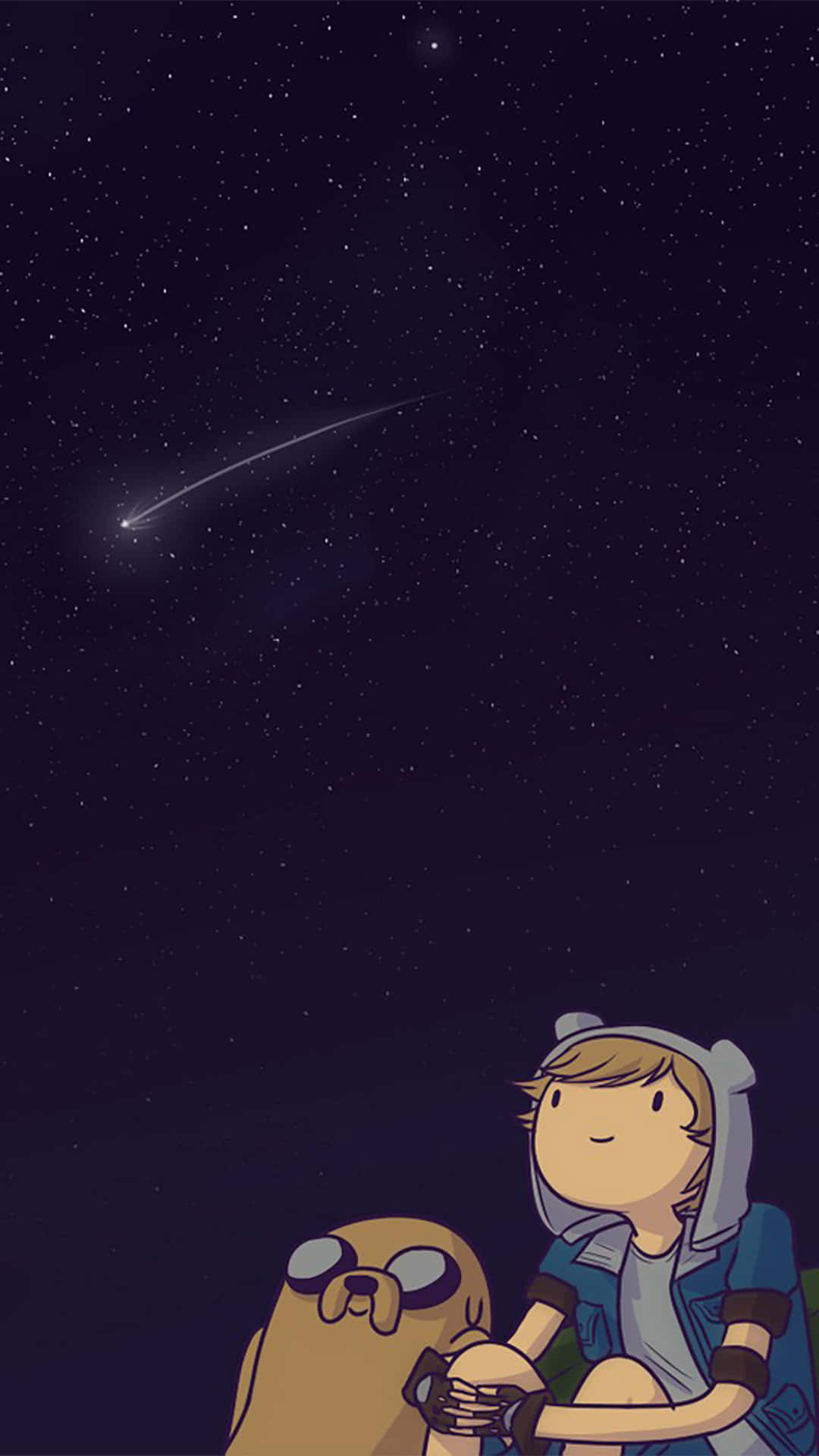 兩個朋友在星空下觀看流星。