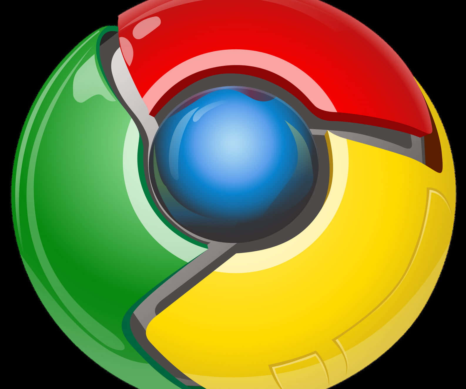 帶有紅色、綠色和黃色部分及藍色中心的Chrome瀏覽器標誌。 — Google Chrome GIF 壁紙