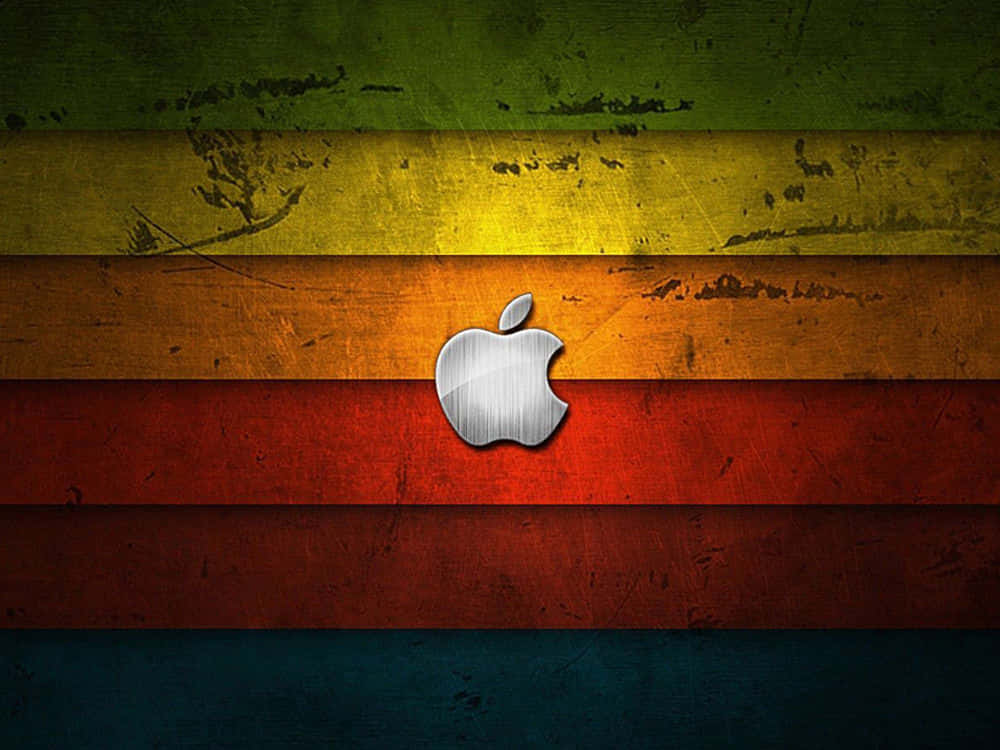 Apple標誌在色彩繽紛的紋理條紋背景上