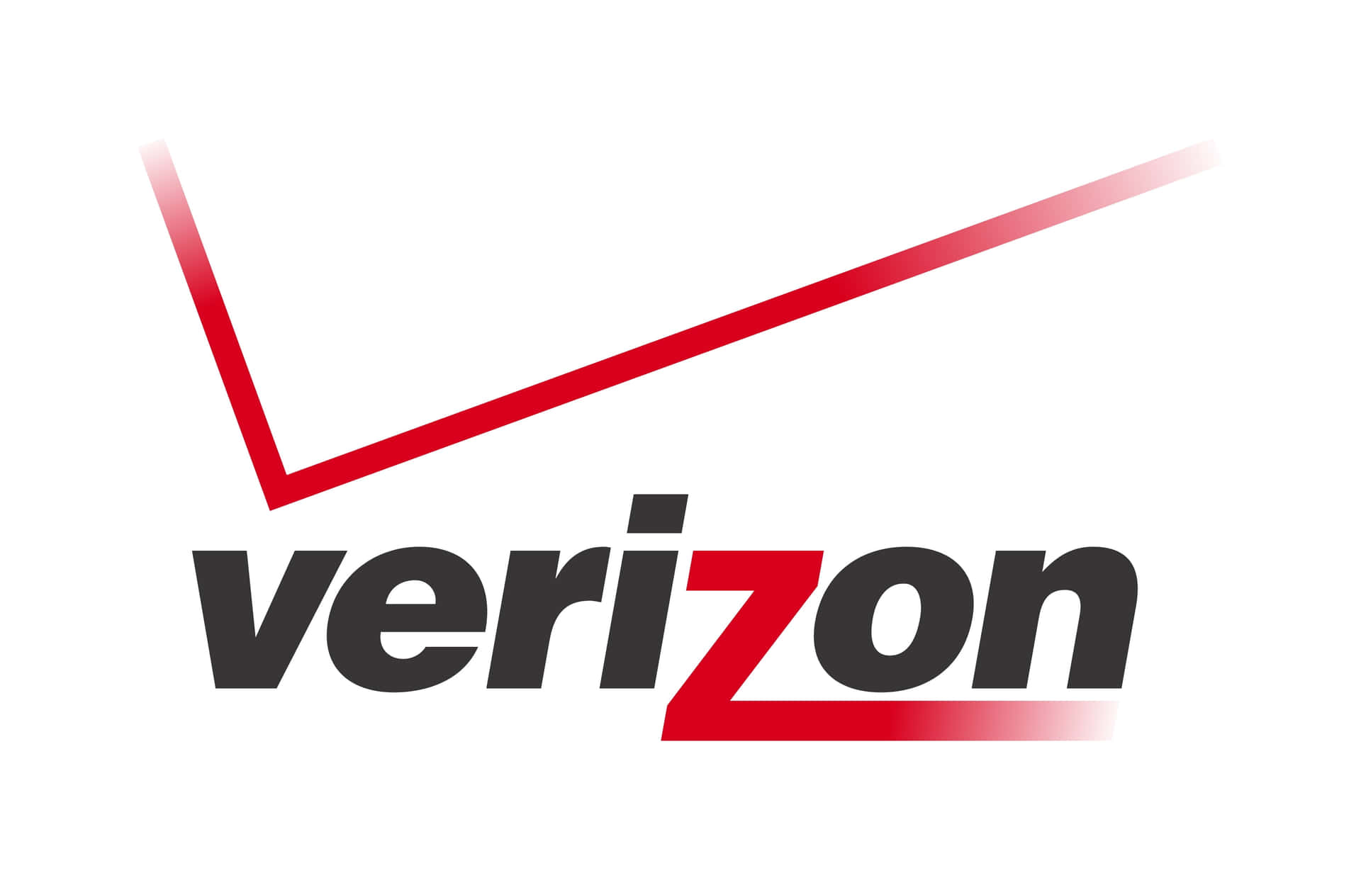 白色背景上帶有紅色剔號和黑色文字的 Verizon 標誌