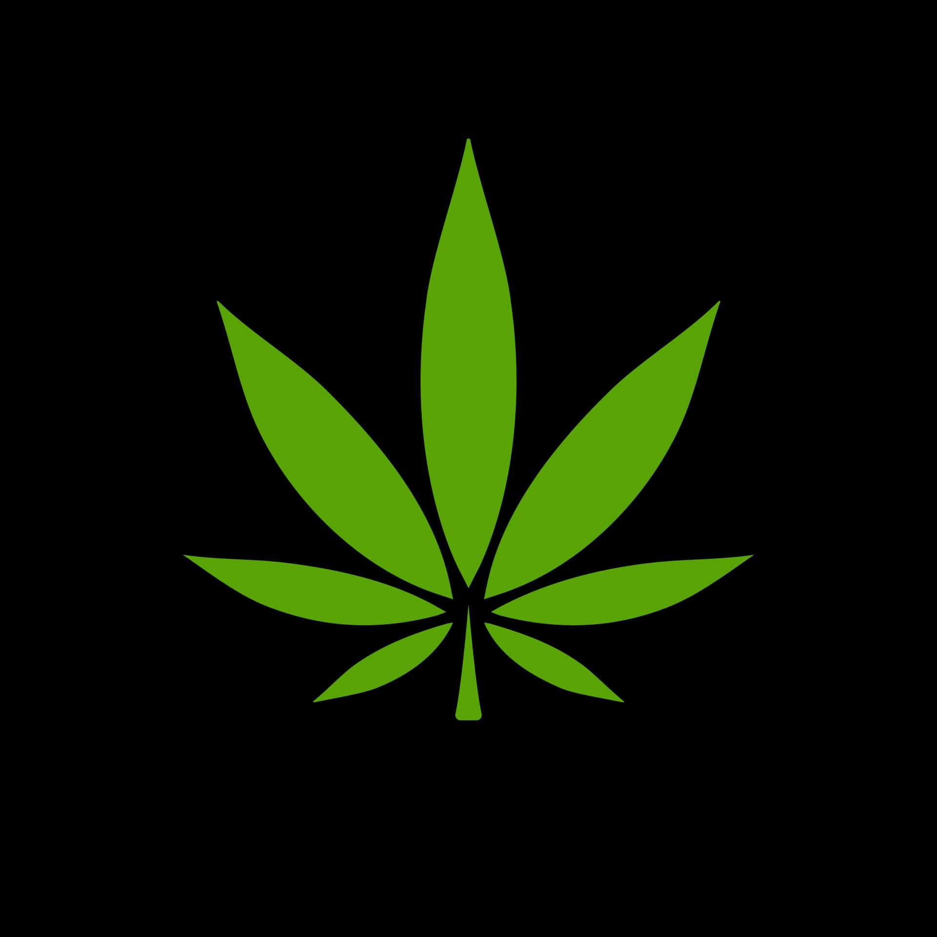 黑色背景上的綠色大麻葉圖標