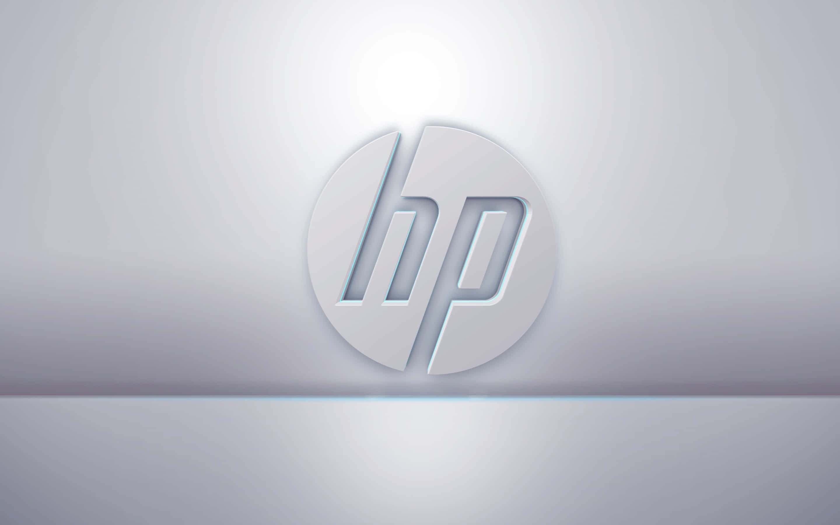 HP標誌以極簡3D渲染呈現於漸變灰色背景上