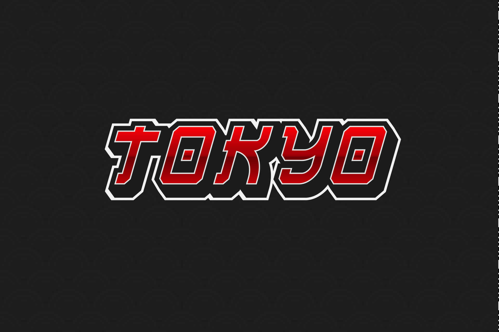 黑色背景上的紅色和白色東京文字圖形