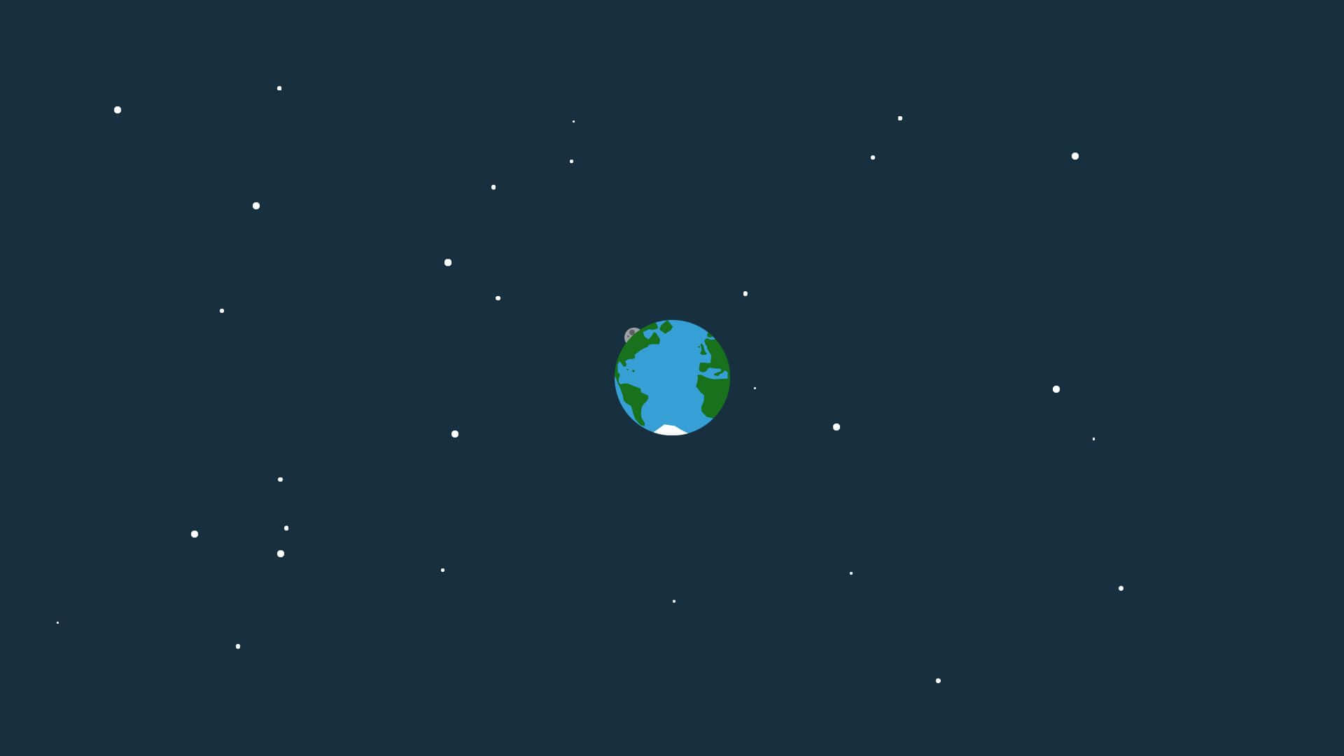 行星地球位於繁星點點的夜空中央，背景為深藍色。