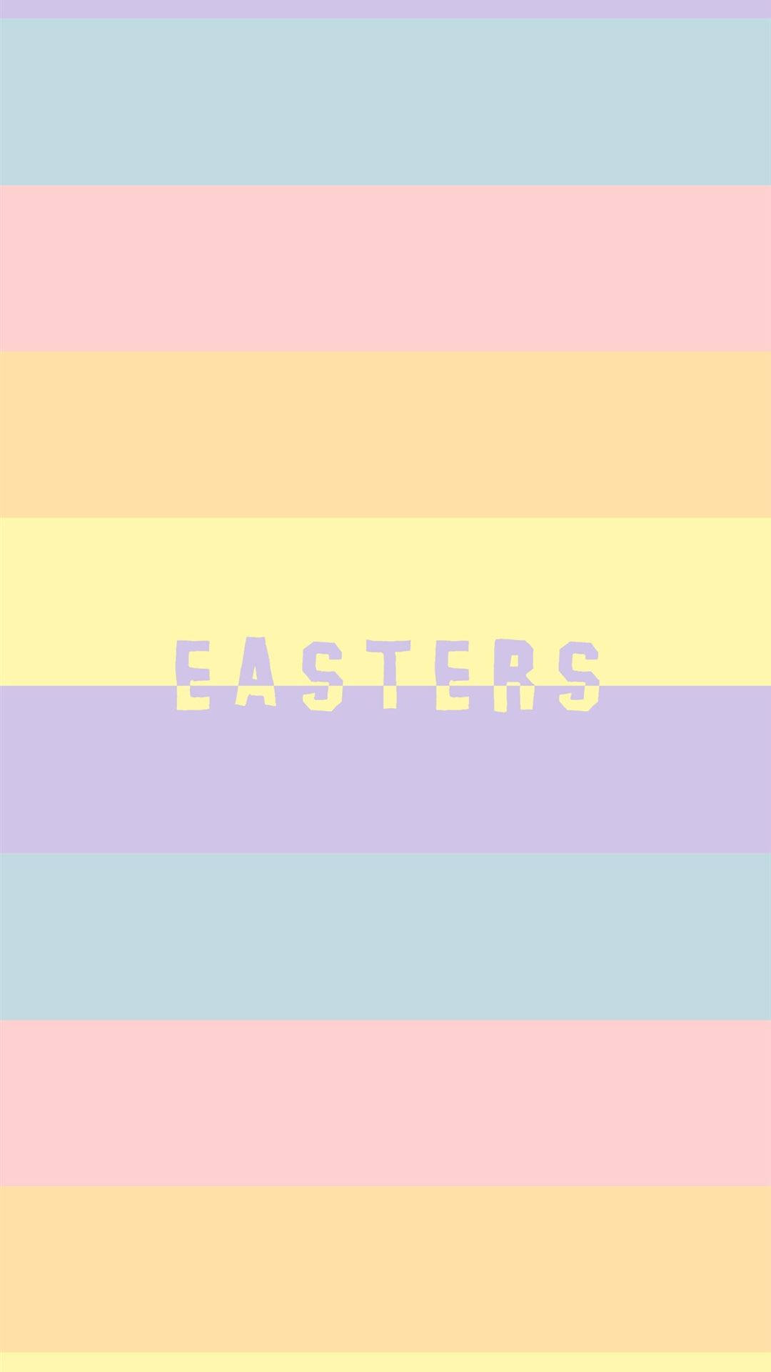 粉彩彩虹條紋，EASTER字樣置中。