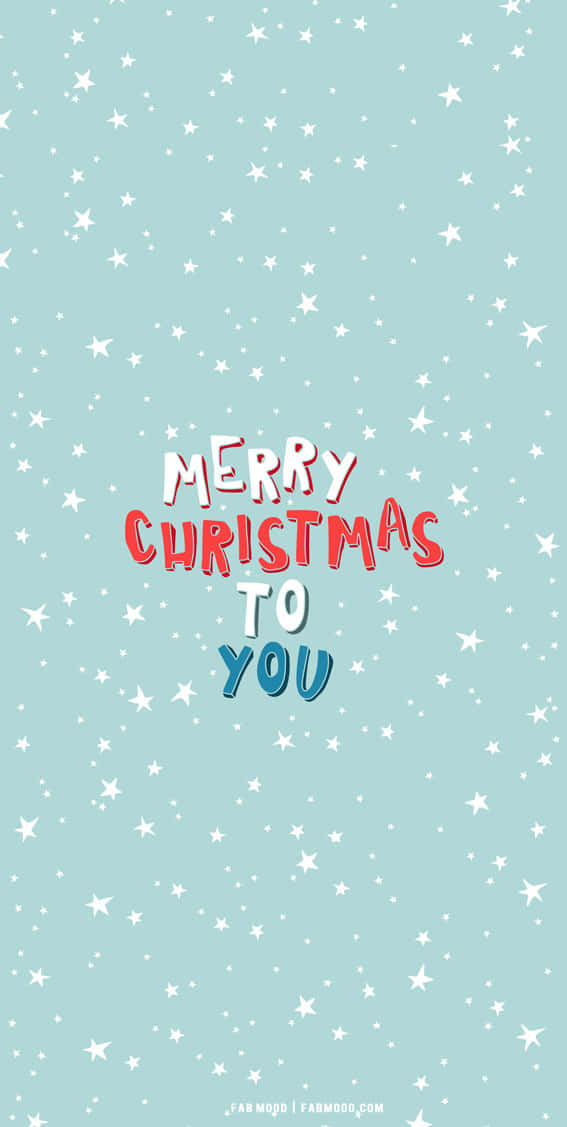 淺藍色背景上帶有白色星星和「Merry Christmas to You」文字。