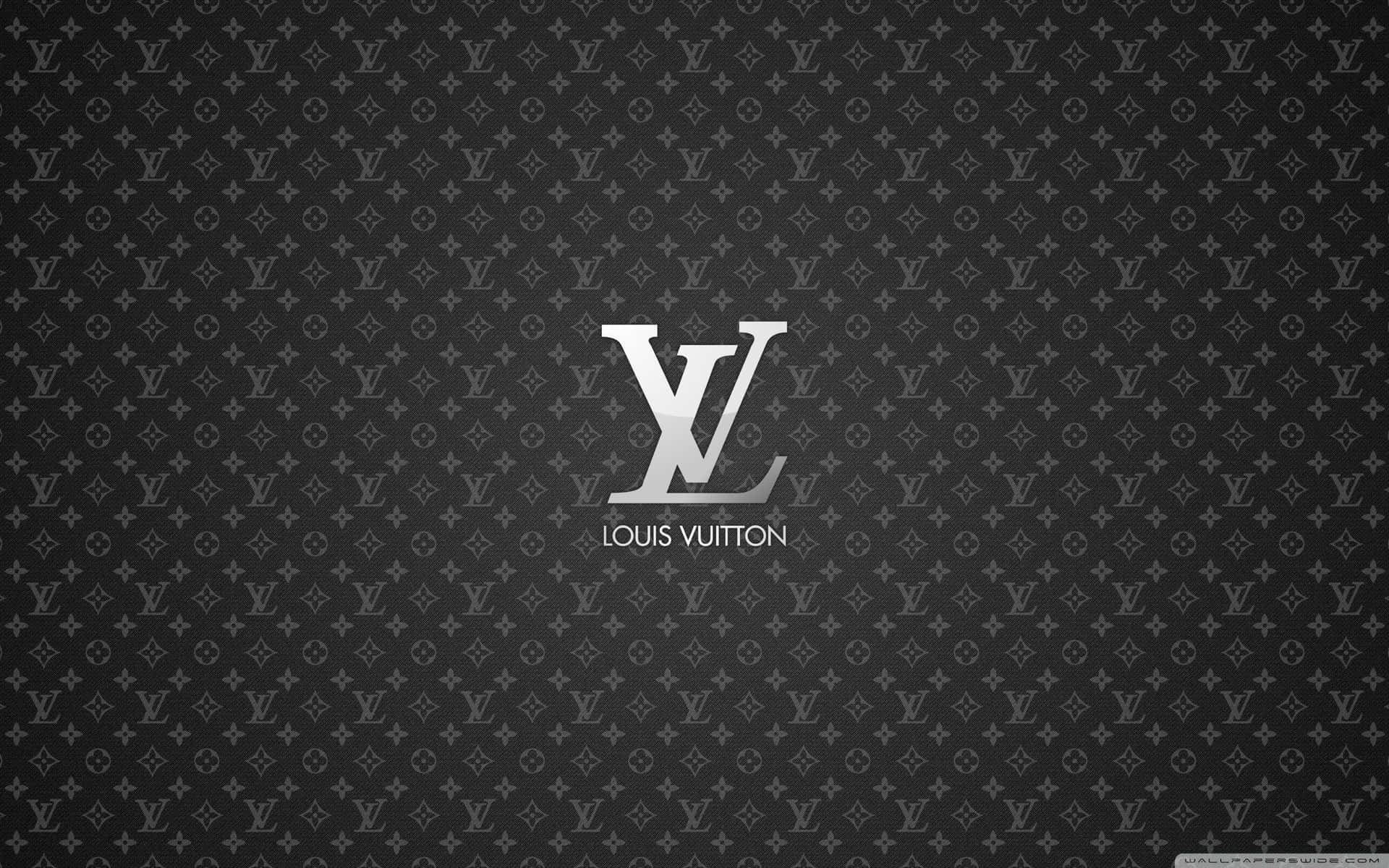 Louis Vuitton 標誌在字母組合圖案背景上