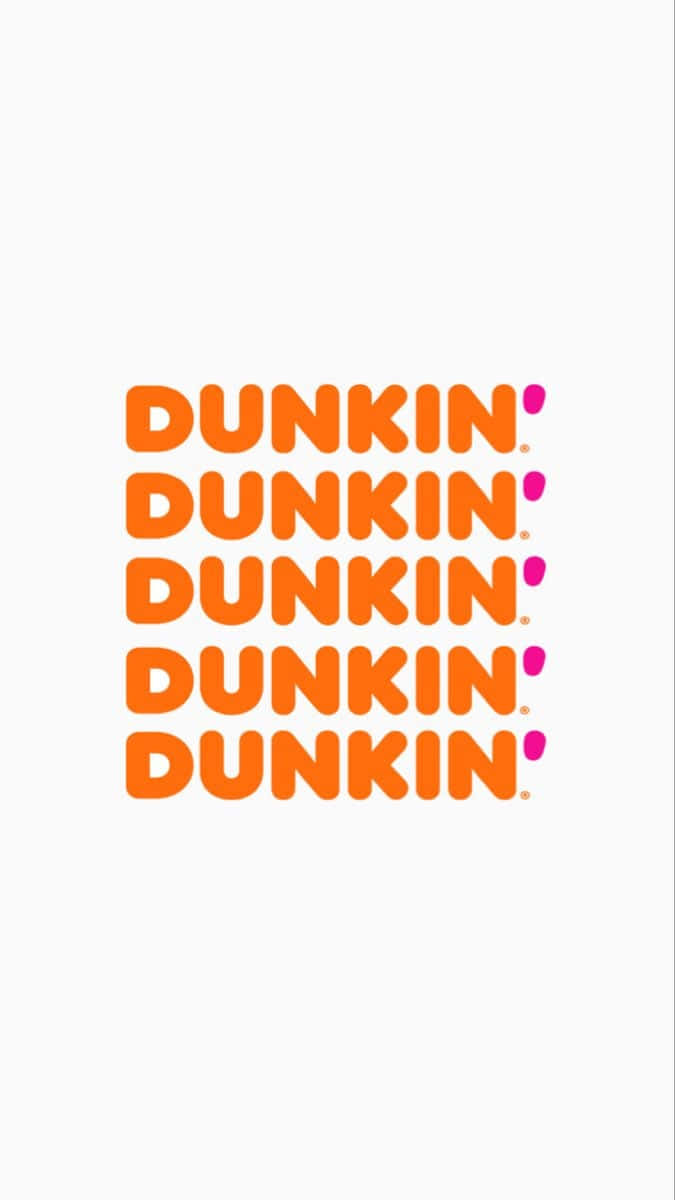 五個橙色Dunkin'標誌垂直疊放，帶有粉紅點點。
