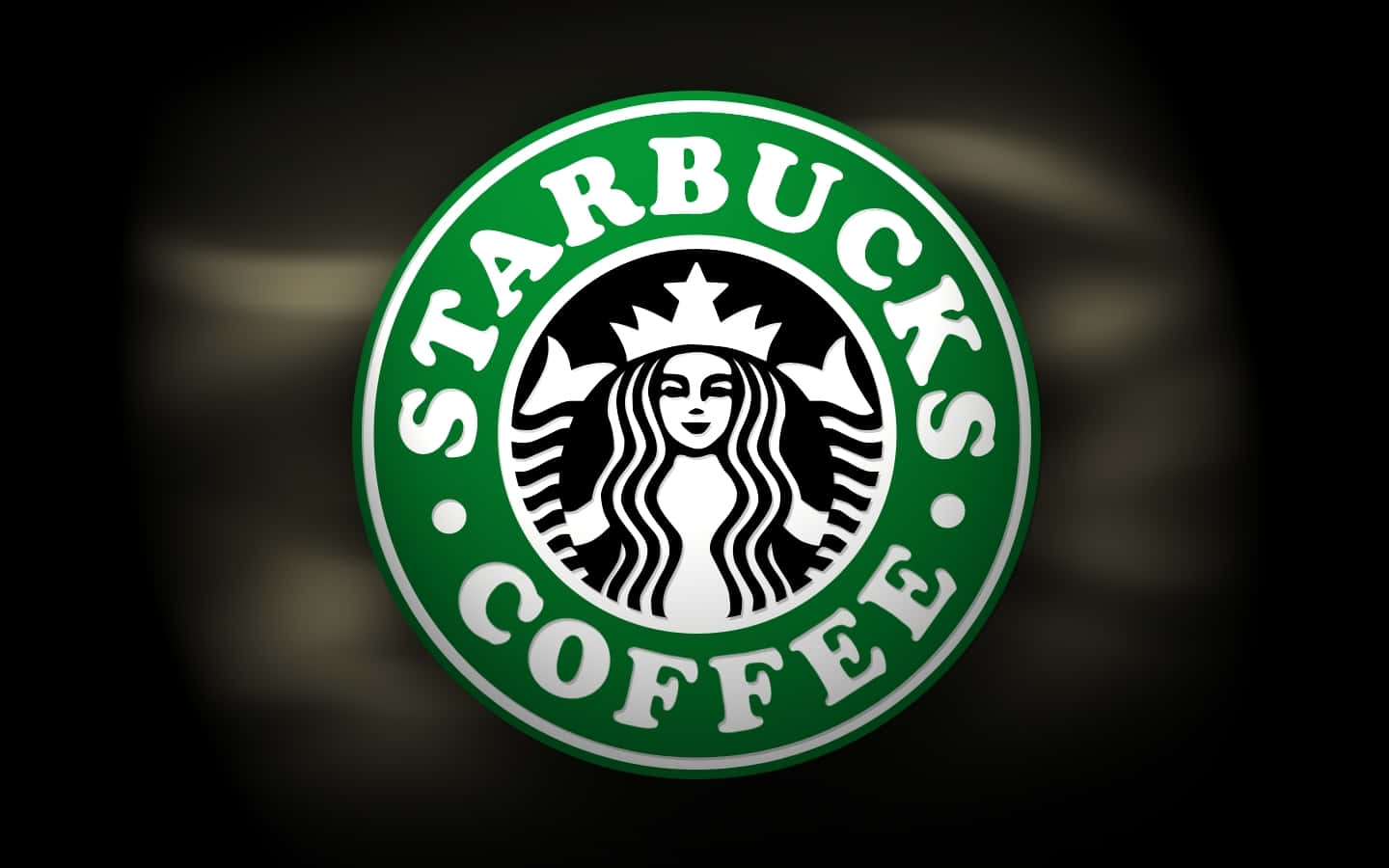 Starbucks咖啡標誌，在深色背景上帶有海妖設計