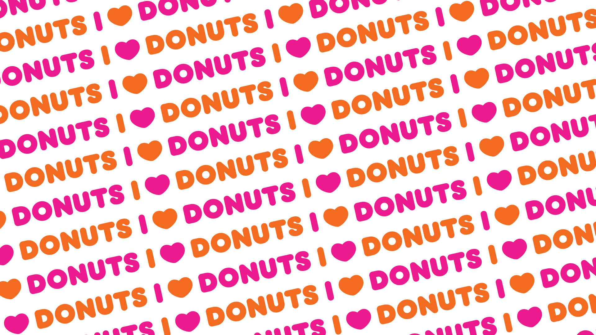 白色上重複嘅粉紅色和橙色 I heart donuts 文字圖案。
