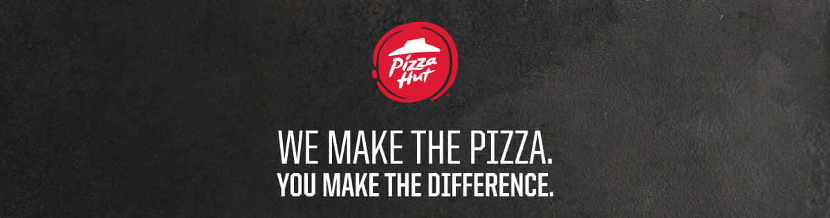 Pizza Hut標誌附有標語：我們製作薄餅，您帶來改變