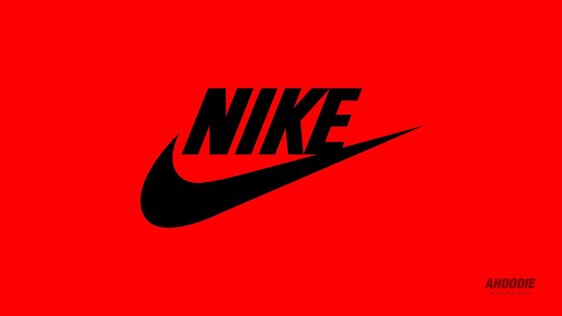 紅色背景上的黑色Nike標誌