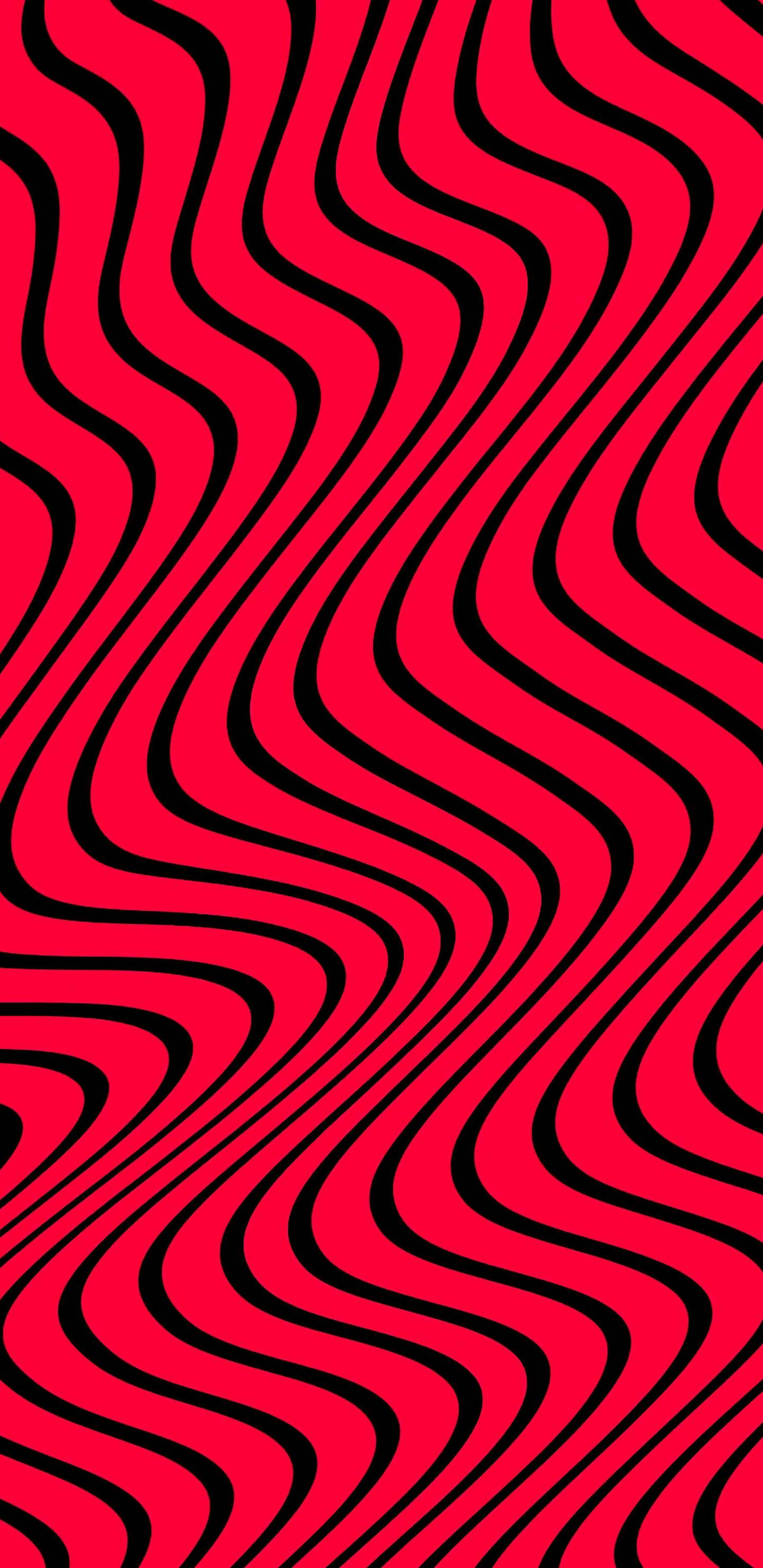 人氣 YouTuber – PewDiePie 壁紙 — 鮮豔的紅色和黑色波浪條紋營造出催眠般的錯覺圖案。