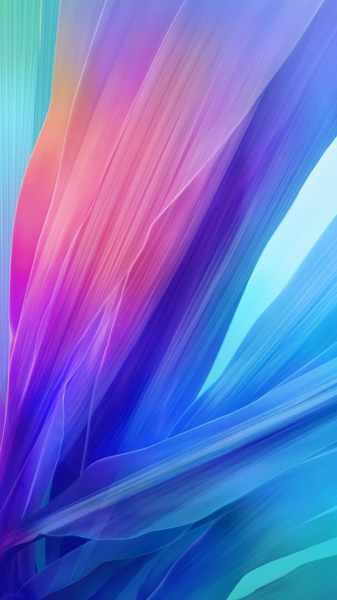 人魚色羽毛 iPhone 8 生動背景 壁紙 — 充滿活力的粉紅色、紫色和藍色抽象條紋以動態數位漸變對角線流過畫面。