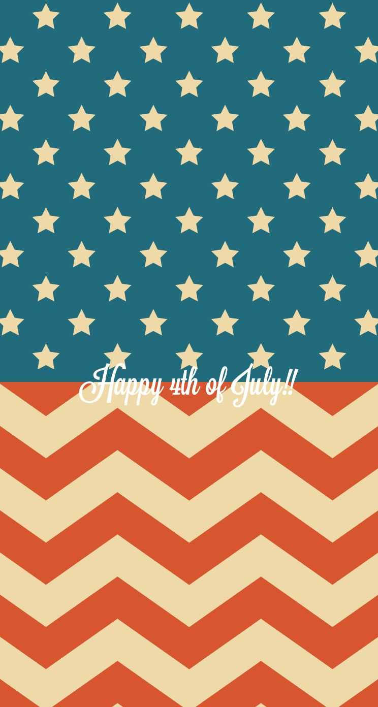 愛國星星和人字形圖案，附有 'Happy 4th of July' 文字。