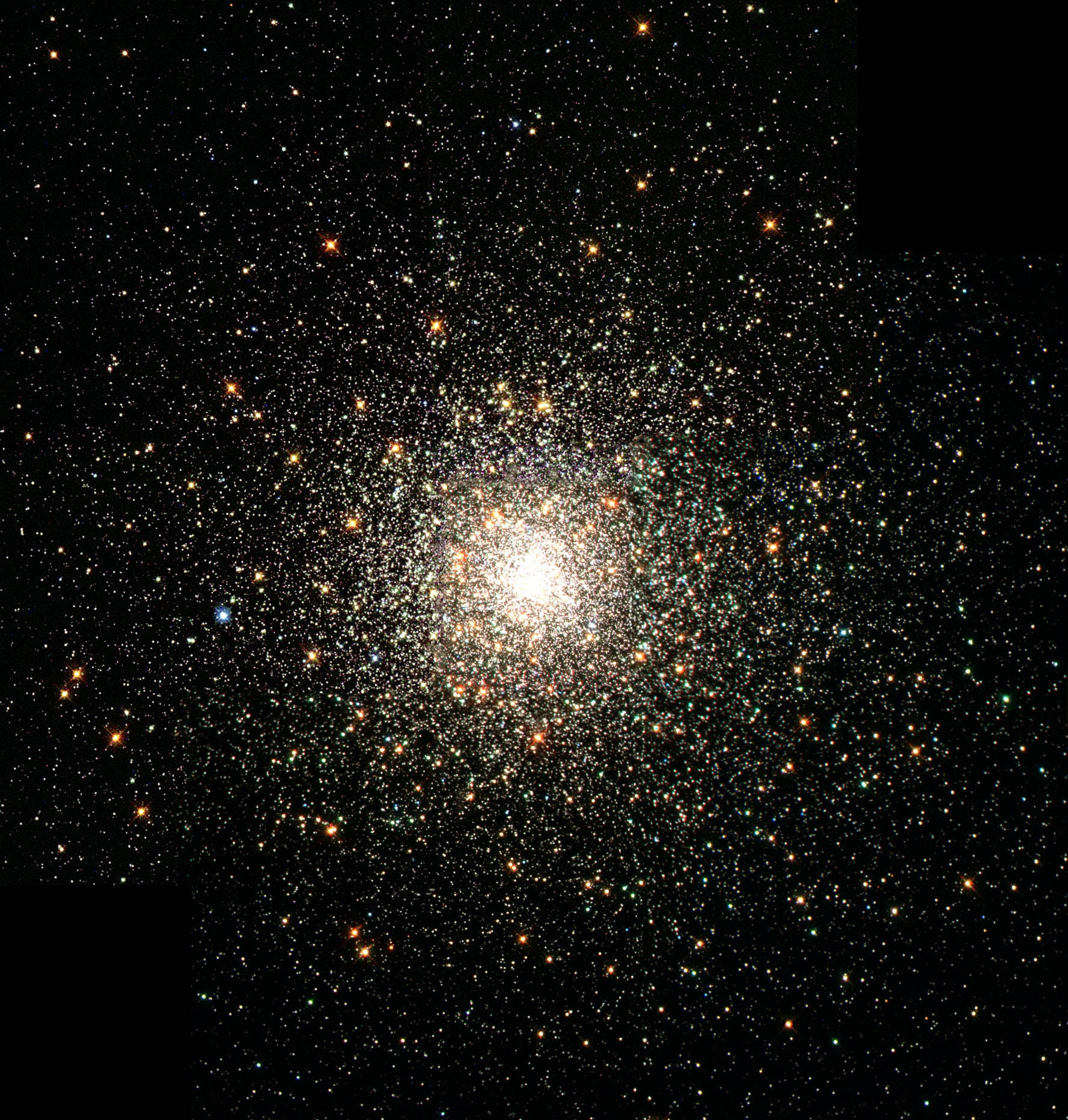 一個在黑暗宇宙中明亮發光的密集星團。
