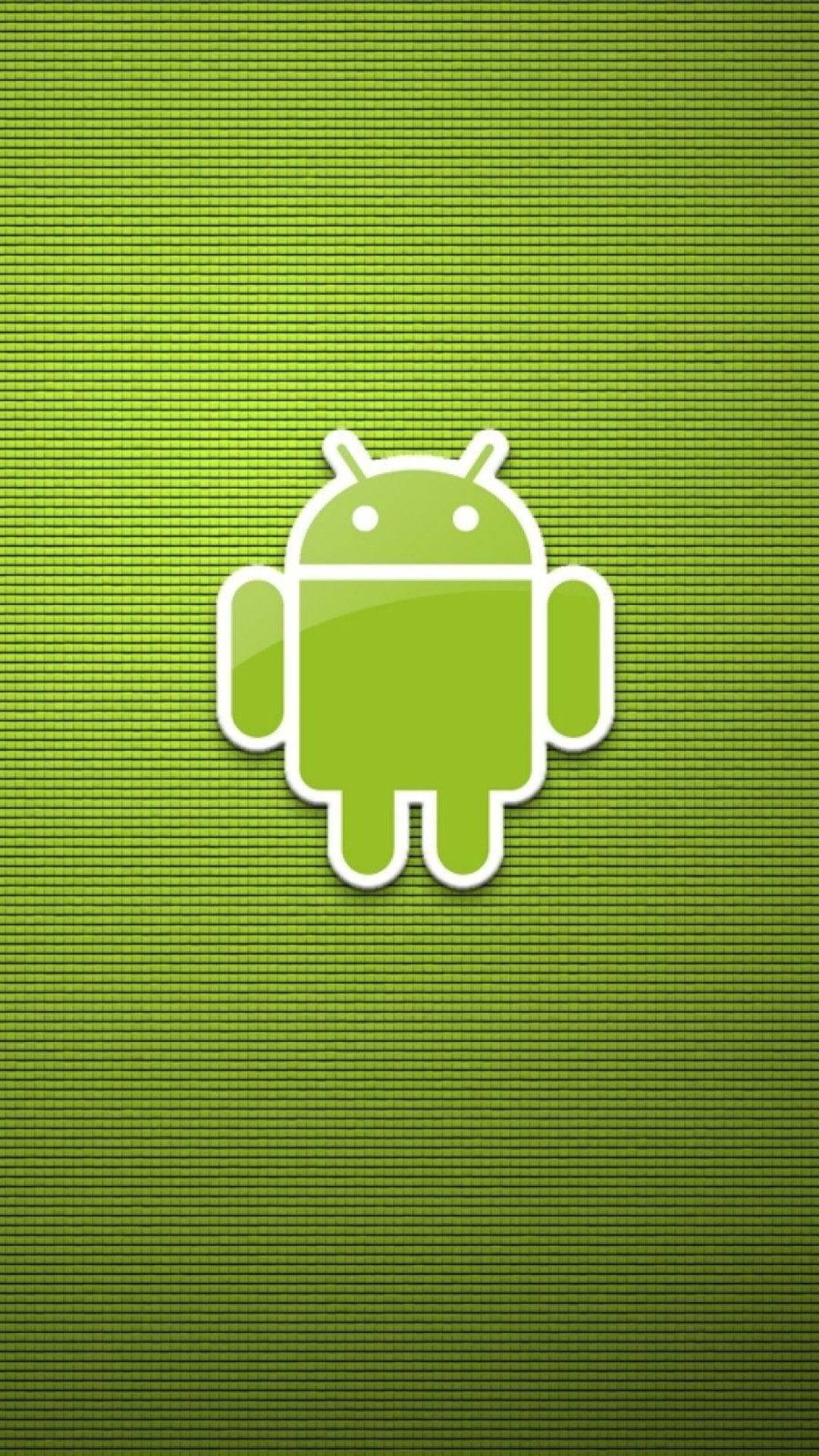 綠色Android機械人標誌在紋理綠色背景上。