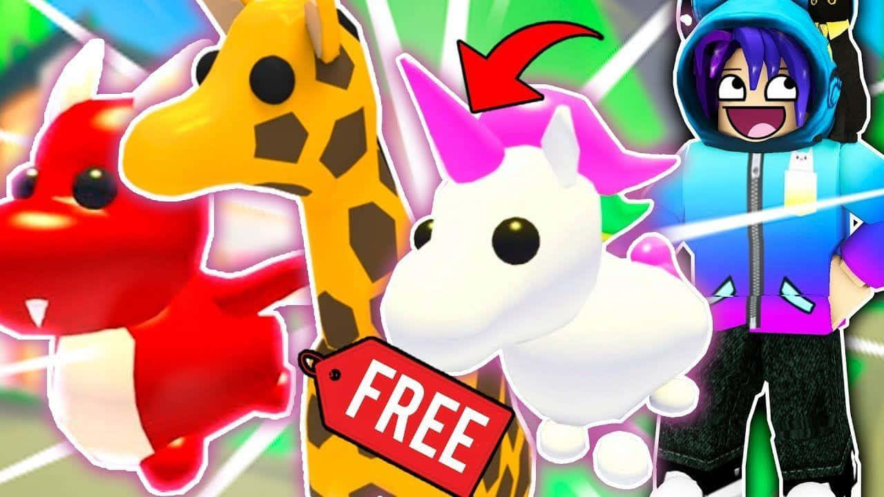 Roblox 角色帶有免費標籤，在霓虹色彩中發光。