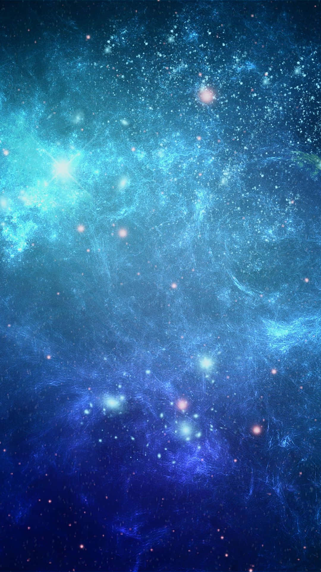 Galaxy Stars 桌布 壁紙 — 令人嘆為觀止的宇宙景觀，旋轉的藍色星雲和發光的星星在深邃的太空背景下。