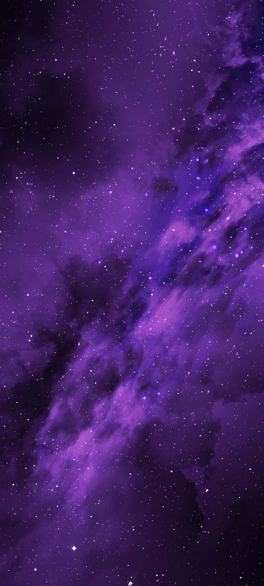 充滿星光的鮮豔紫色星雲，在深空中