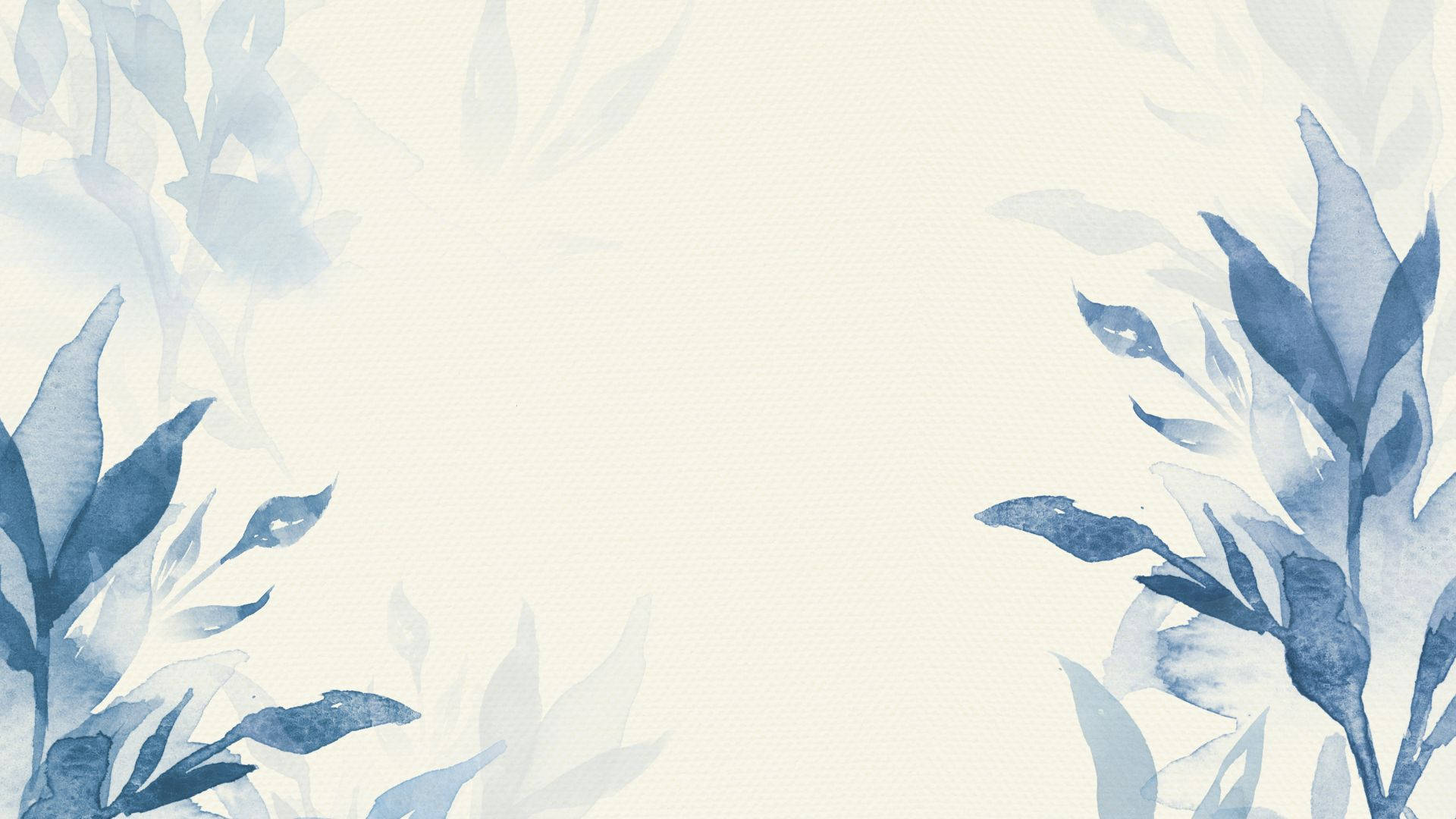 在紋理奶油色背景上的藍色水彩葉子邊框
