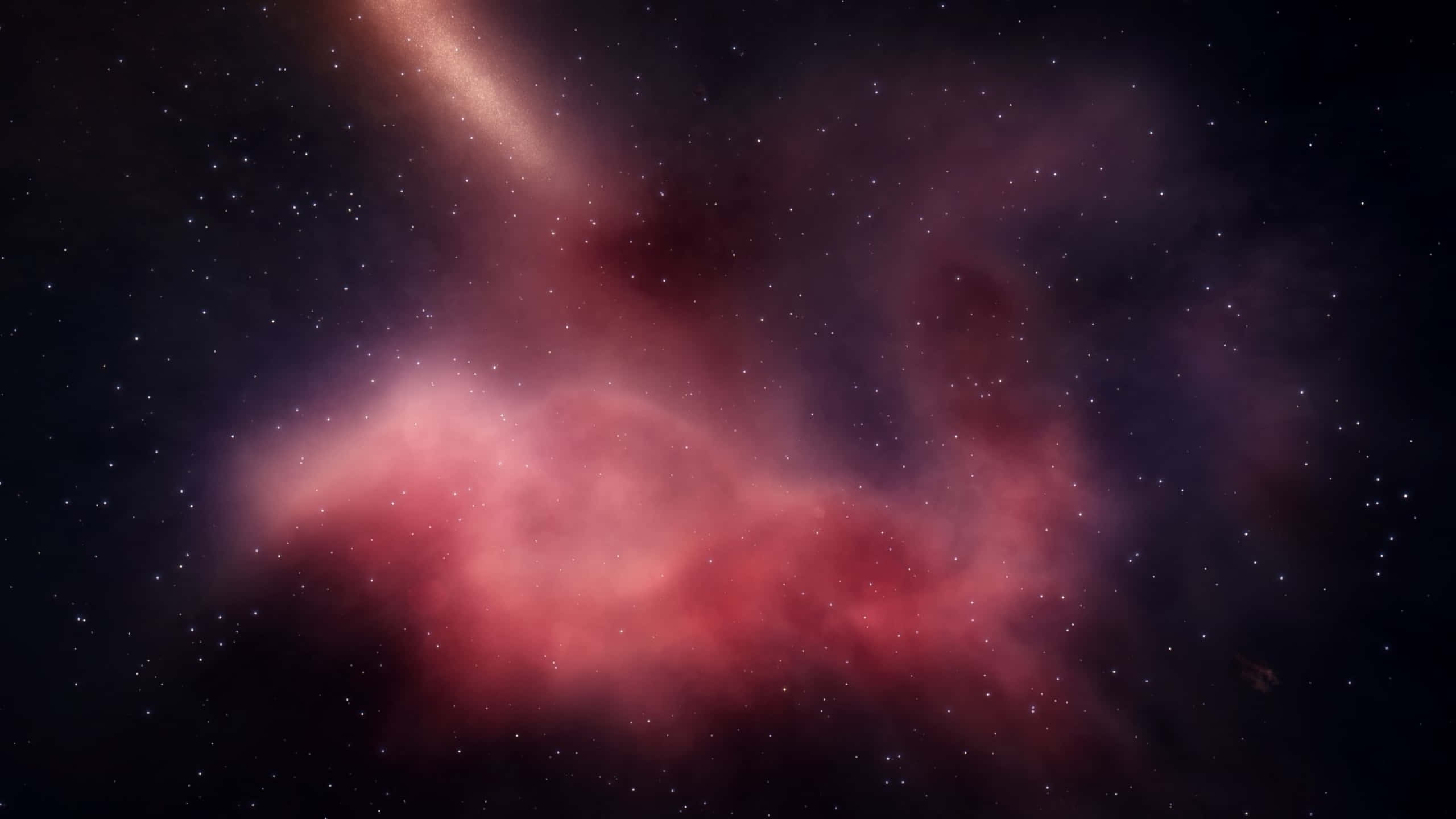 令人歎為觀止的星座夜空 壁紙 — 一個充滿活力的粉紅色和紫色星雲在星場中旋轉，左上角有一個發光的銀河臂。