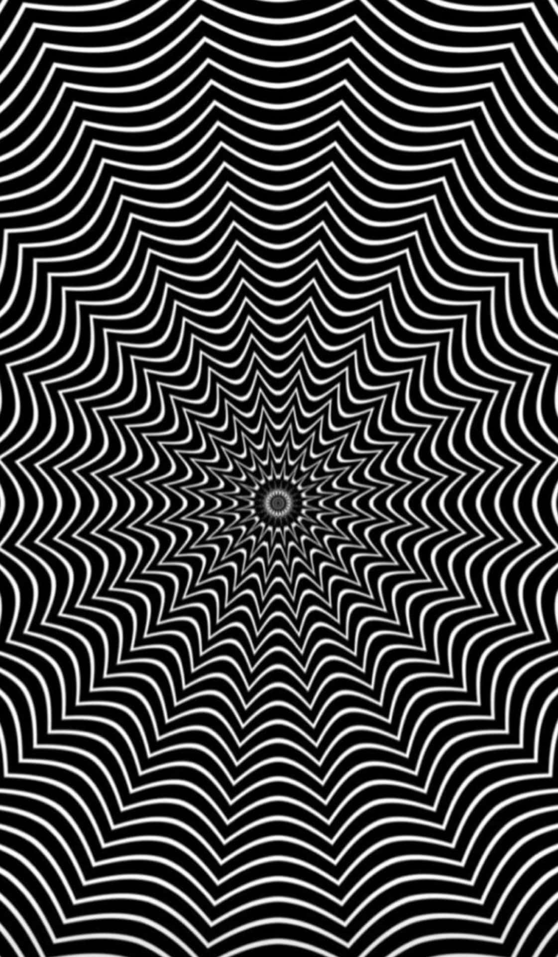 黑白徑向波浪圖案，產生催眠視覺效果。
