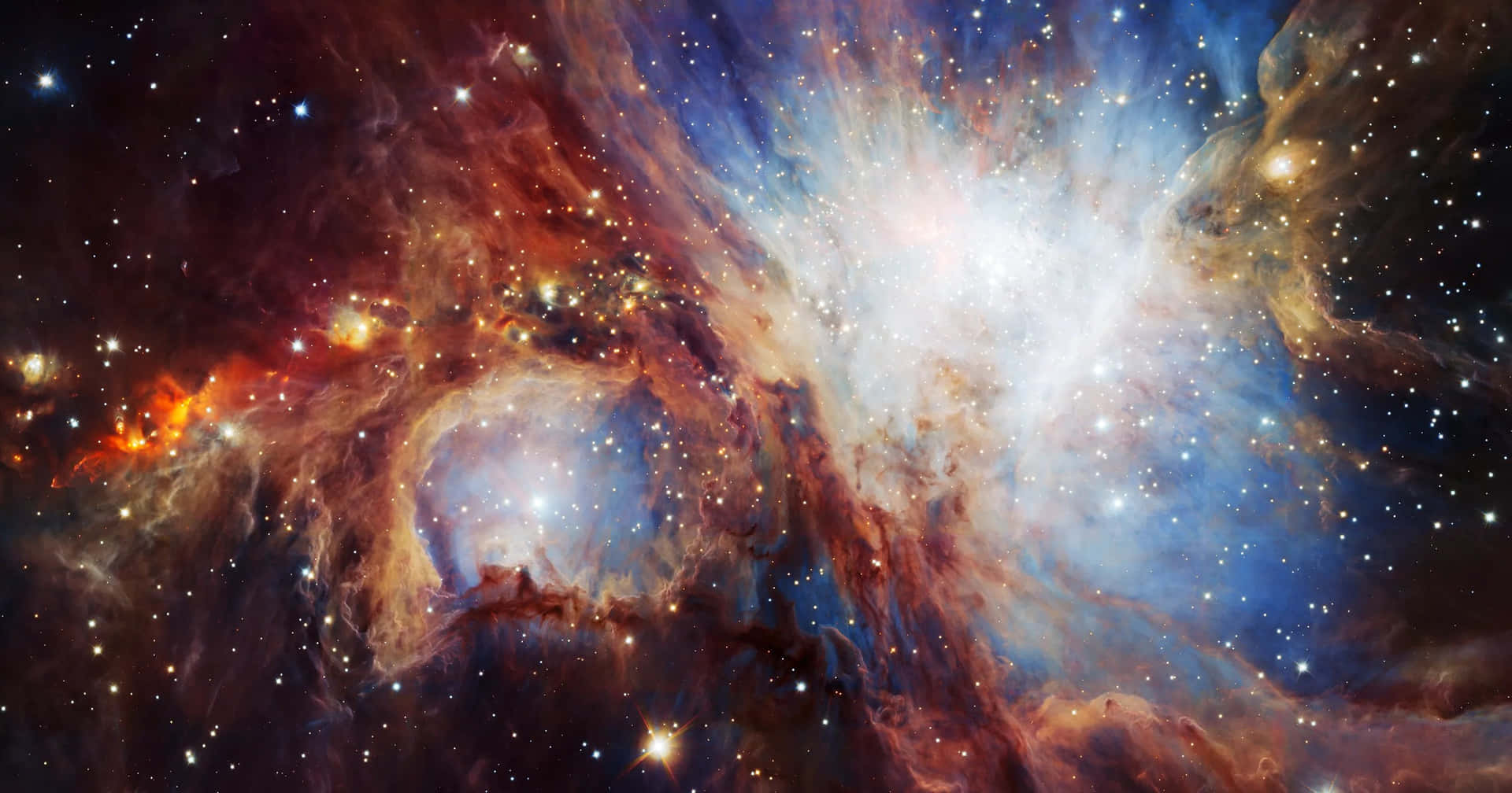 充滿活力的宇宙星雲，在深空中帶有發光的雲層和明亮的星星。