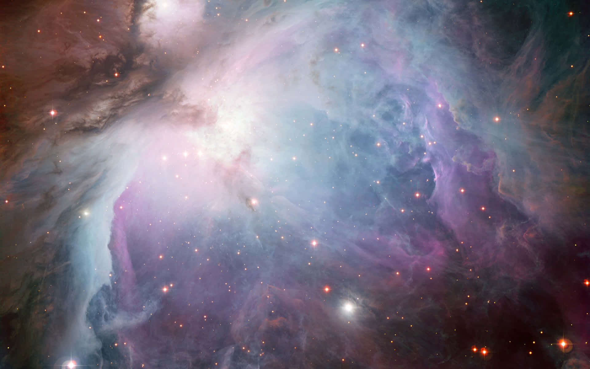 Planetary Nebula 桌布 壁紙 — 令人驚嘆的宇宙星雲景觀，在星空中散發著鮮豔的紫色、藍色和粉紅色光芒。