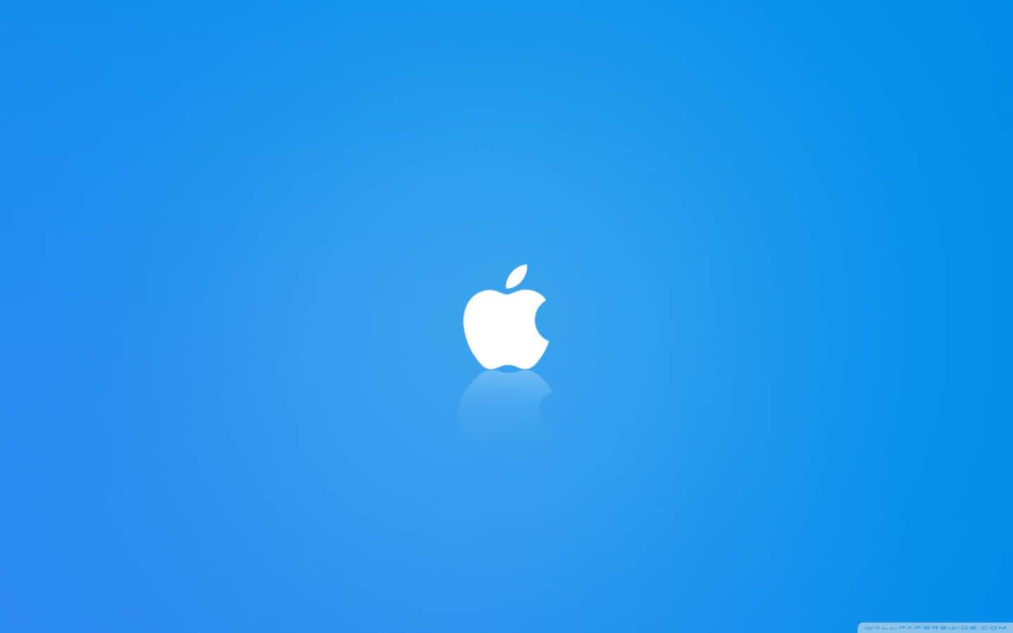 白色Apple標誌在藍色漸變背景上帶倒影