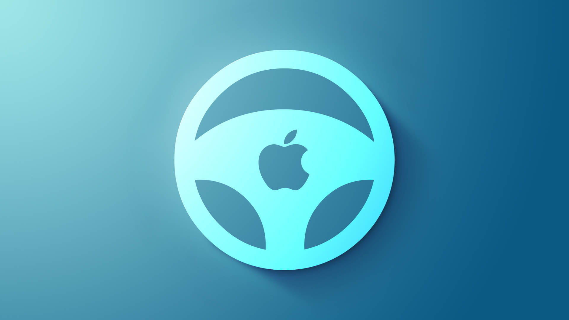 帶有Apple標誌的方向盤圖標，背景為藍色漸變