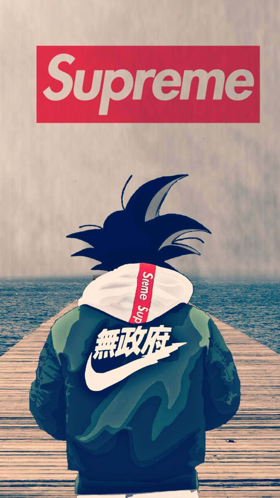 動漫角色穿著品牌連帽衫站在碼頭上眺望海洋