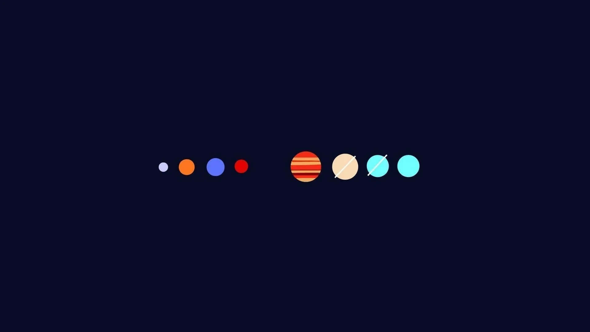 以 Google 獲取最高效率 壁紙 — 一排簡約風格的彩色行星在深藍色太空背景上漂浮。