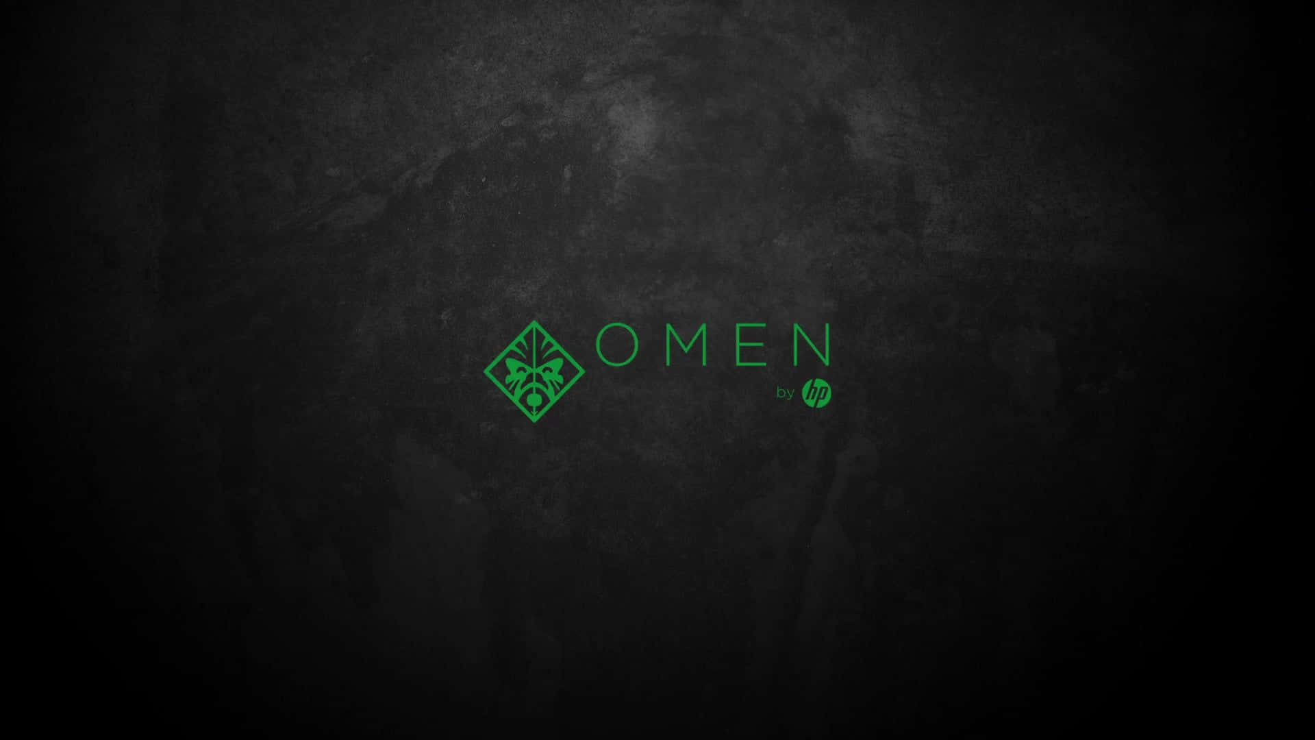 深色紋理牆上的綠色Omen by HP標誌